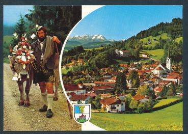 Almabtrieb bei Oberstaufen im Allgäu mit Blick auf Säntis 87534