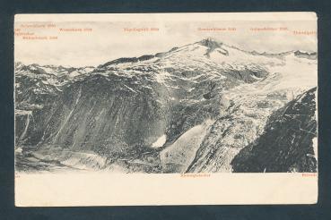 Rhonegletscher, Belvede, Schreckhorn, Hühnerstock, Wetterhorn, Nägelisgrätli, Gerstenhörner