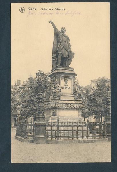 Gend, Statue J Van Artevelde auf Vrijdagsmarktplatz