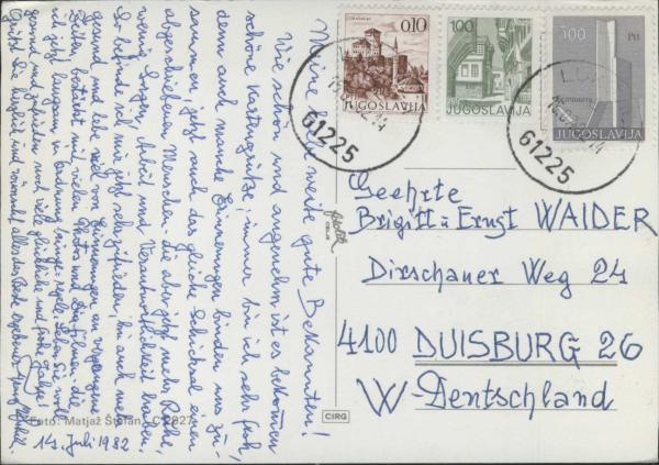 AK Nova Stifta Pri Gornjem Gradu - Slowenien (1982)