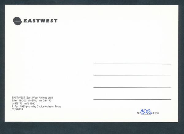 EASTWEST (East West Airlines Ltd), BAe 146-300