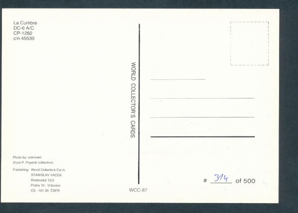 LA CUMBRE, DC 6 A/C,