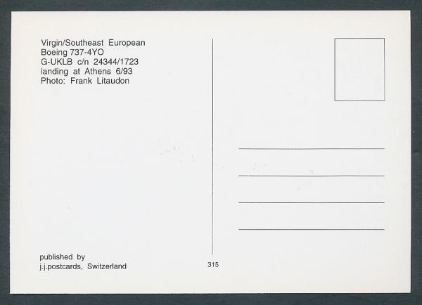 VIRGIN/SOUTHEAST EUROPEAN, Boeing 737-4YO