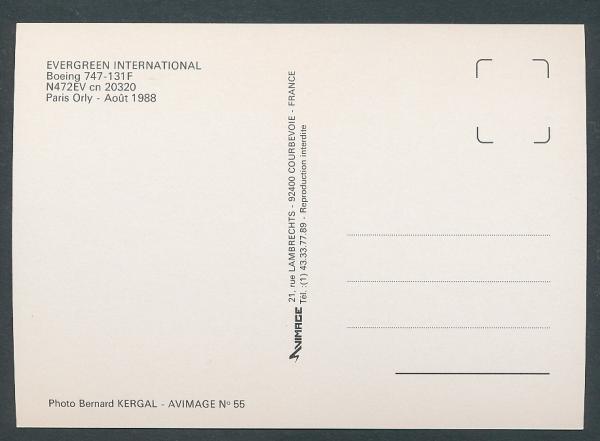 EVERGREEN INTERNATIONAL Boeing 747-131F N472EV Paris 8/88