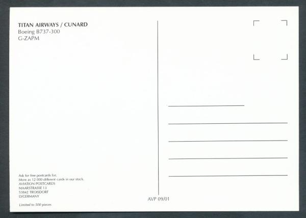 TITAN AIRWAYS / CUNARD, Boeing B737-300,