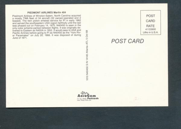 PIEDMONT AIRLINES, Martin 404,