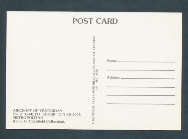 METROPOLITAN, Aircraft of Yesterday,