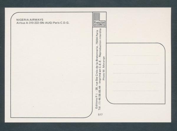 NIGERIA AIRWAYS, AIRBUS A-310-222,