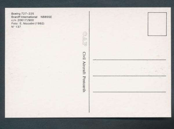 BRANIFF INTERNATIONAL, Boeing 727-225,