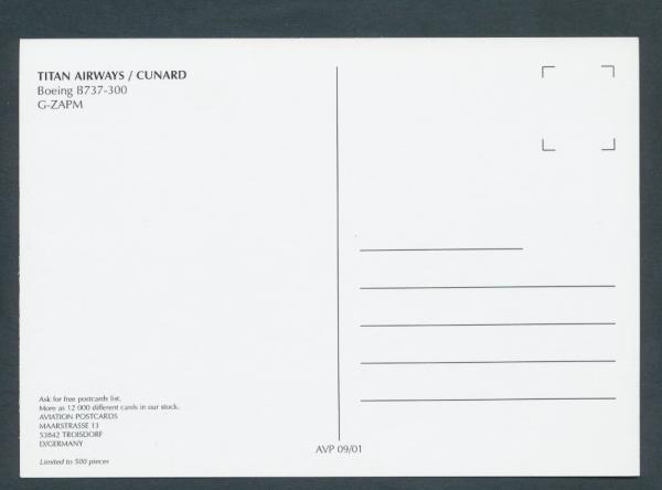 TITAN AIRWAYS/CUNARD, Boeing B737-300,