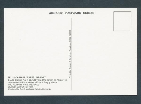 CARDIFF WALES AIRPORT,E.A.S. Boeing 727 F-GCGQ,