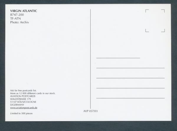 VIRGIN ATLATIC, B747-200,