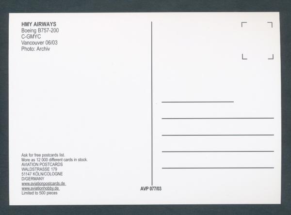 HMY AIRWAYS, Boeing B757-200,