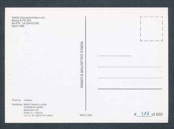 TAESA, Transavia Holland col., Boeing B 737-3K2