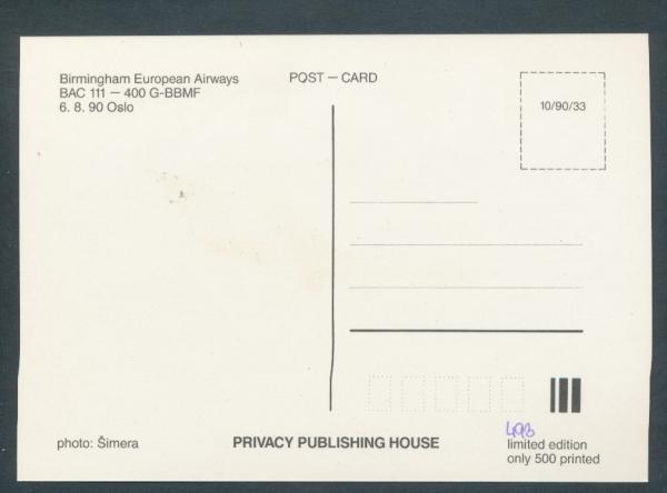 BEA BIRMINGHAM EUROPEAN AIRWAYS, BAC 111-400G BBMF