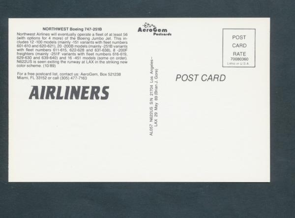 NORTHWEST, Boeing 747-251B