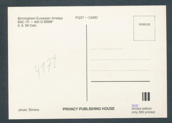 BIRMINGHAM EUROPEAN AIRWAYS, BAC 111-400