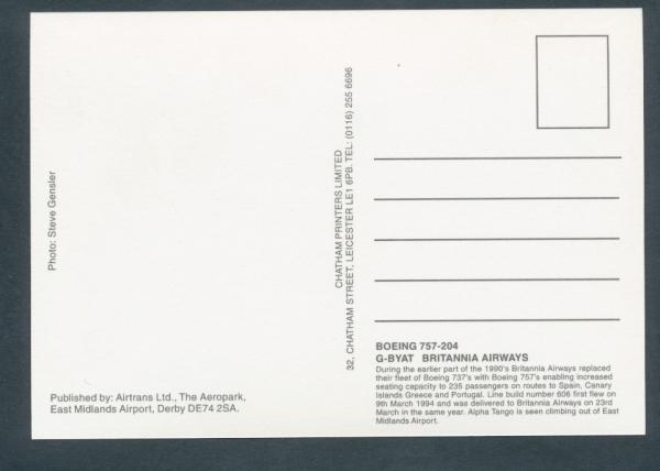 BRITANNIA, Boeing 757 G-BYAT