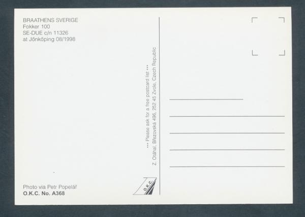 BRAATHENS SVERIGE, Fokker 100