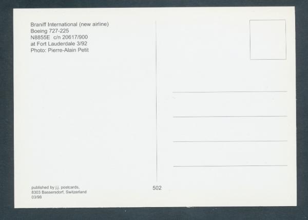 BRANIFF INTERNATIONAL, Boeing 727-225