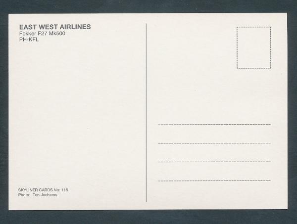 EAST WEST AIRLINES, Fokker F27