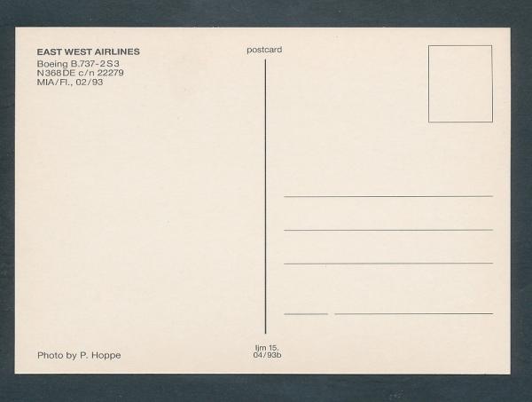 EAST WEST AIRLINES, Boeing B 737-2S3