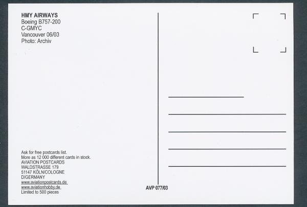 HMY AIRWAYS, Boeing B757-200