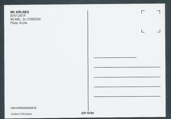 MK AIRLINES, B747-2R7/F