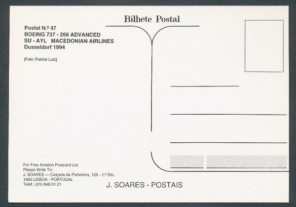 MACEDONIAN AIRLINES, Boeing 737-266 Advanced