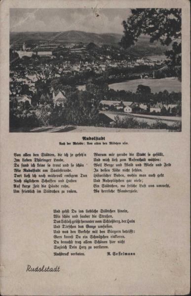 Rudolstadt 07407, Nach der Melodie: von allen den Mädchen usw.
